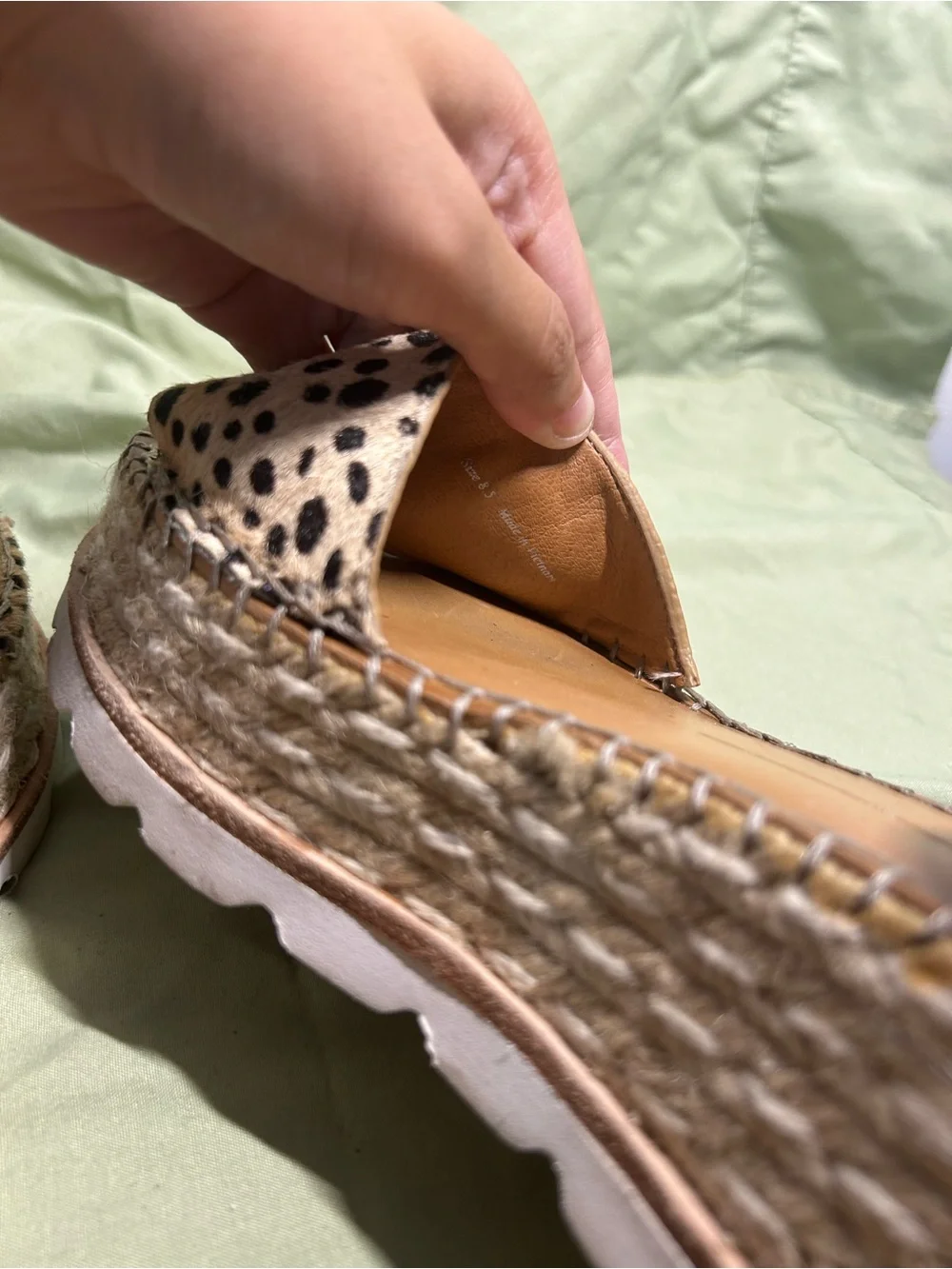 Dolce Vita Larita Platform Espadrille Sandal leopard calf hair W/ankle strap 8.5